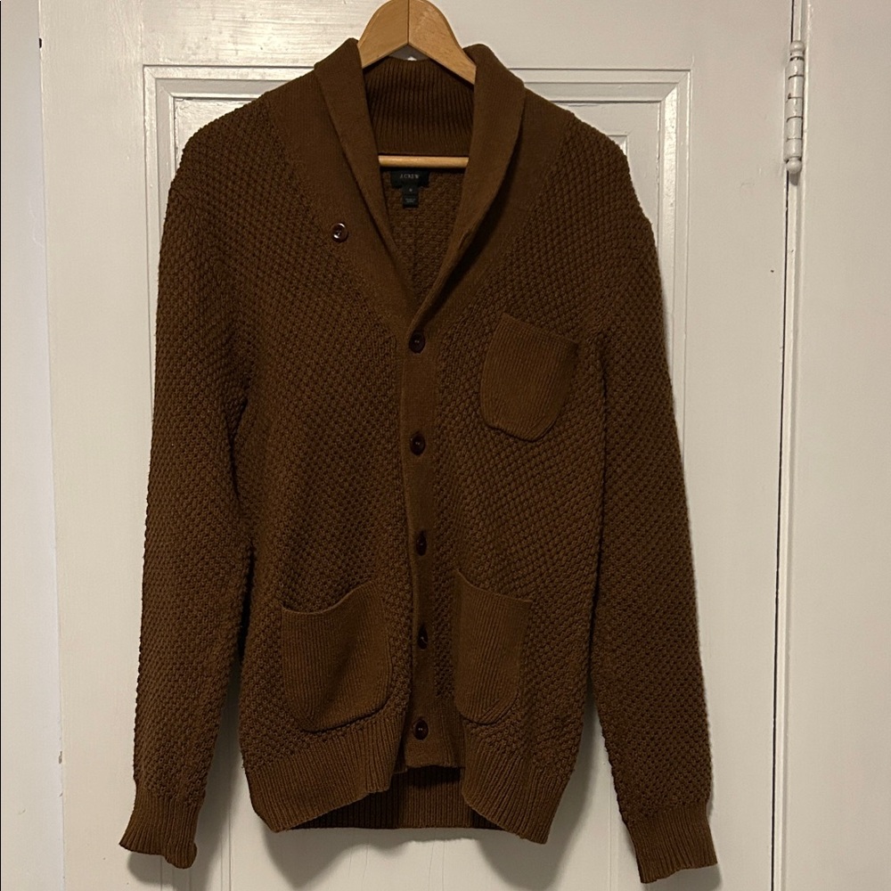 J. Crew Men's Cardigan in Warm Brown/Camel